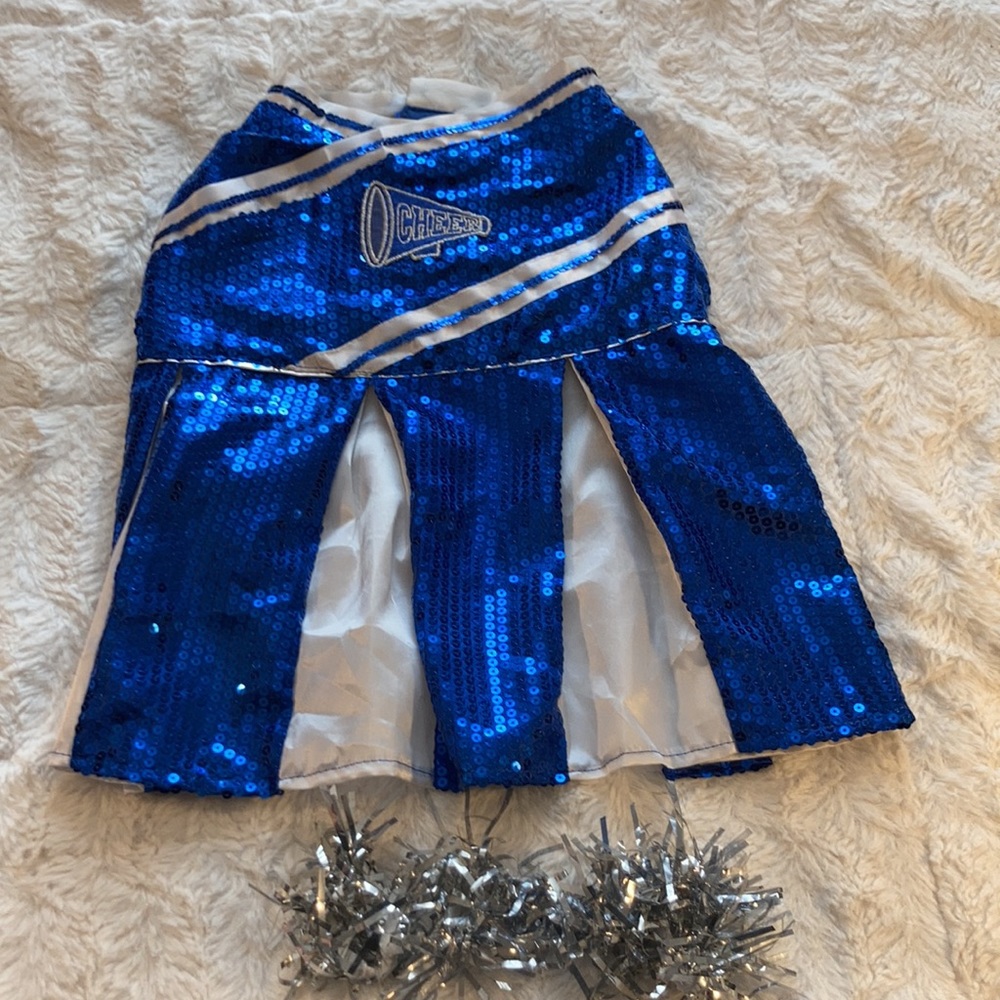 Blue sequin doggy cheerleader costume